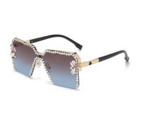 Generisch Diamond Women's Sunglasses Large Frame Fashion Rhinestone Decorative Glasses Gradual Outdoor Driving Sunshade UV400, 3, talla única