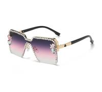Generisch Diamond Women's Sunglasses Large Frame Fashion Rhinestone Decorative Glasses Gradual Outdoor Driving Sunshade UV400, 6, talla única