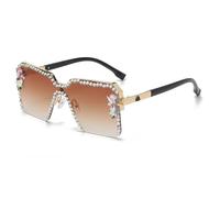 Generisch Diamond Women's Sunglasses Large Frame Fashion Rhinestone Decorative Glasses Gradual Outdoor Driving Sunshade UV400, 2, talla única