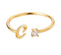 Generisch Diez Anillos Rhinestone 26 Anillo Inicial Joyería Personalizada Inicial Letra Anillo Abierto con Rhinestone Anillo Para Mujeres Anillos Gimnasia Plástico, talla única, Cobre, Sin piedras