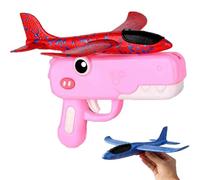 Generisch Dinosaur Airplane Launchers Toy, 2 en 1 Foams Catapult Airplane Launcher Gun Toys, Foam Glider Airplanes Catapult, Easy to Launch Foam Aircraft, Outdoor Garden (Rosa)