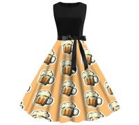 Generisch Dirndl Damen Midi Lang Trachtkleid Trachtenmode Trachtenrock Dirndlkleid Inkl Dirndl Dirndlbluse Dirndlschürze für Frauen Oktoberfest besondere Anlässe, amarillo, L