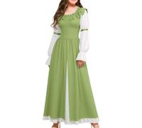 Generisch Dirndl Damen midi Lang Trachtkleid Trachtenrock Dirndl-Komplettsets Trachtenmode Trachten Damen mit Dirndlschürze Dirndlbluse Oktoberfest Dresses Dirndlkleid, Verde claro., XXL
