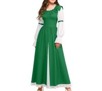 Generisch Dirndl Damen midi Lang Trachtkleid Trachtenrock Dirndl-Komplettsets Trachtenmode Trachten Damen mit Dirndlschürze Dirndlbluse Oktoberfest Dresses Dirndlkleid, verde, XL