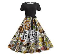 Generisch Dirndl Damen Midi Trachtkleid Oktoberfest Trachtenrock Dirndlbluse Trachtenmode Kleid Komplettsets Lang mit Blusen und Schürze Spitze in groß Größen Trachtenblusen Dirndlschürze, Blanco, M