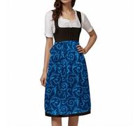 Generisch Dirndl Damen Trachtkleid Trachtenrock Midi Dirndlschürze Deutsches Oktoberfest Print Schnürhalbschürze Cosplay Anziehzubehör, azul, S