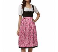 Generisch Dirndl Damen Trachtkleid Trachtenrock Midi Dirndlschürze Deutsches Oktoberfest Print Schnürhalbschürze Cosplay Anziehzubehör, Rosa., M