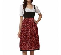 Generisch Dirndl Damen Trachtkleid Trachtenrock Midi Dirndlschürze Deutsches Oktoberfest Print Schnürhalbschürze Cosplay Anziehzubehör, Vino, S