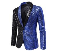 Generisch Diseño de moda para hombre con lentejuelas para ocasiones festivas. Elegante moda de noche en colores de moda para una apariencia excepcional, azul, XL