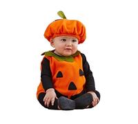 Generisch Disfraces de Halloween para recién nacidos, bebé niña y niño, sin mangas, pelele, body, gorro, conjunto de Halloween, naranja, 0-6 meses