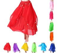 Generisch Disfraz de adivino para mujer, ropa india, danza del vientre, falda de danza del vientre, falda de gasa con perlas, falda de tul, falda maxi, disfraz de danza del vientre