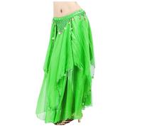 Generisch Disfraz de adivino para mujer, ropa india, danza del vientre, falda de danza del vientre, falda de gasa con perlas, falda de tul, falda maxi, disfraz de danza del vientre