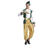 Generisch Disfraz de Aladdin para adultos, árabe, jazmín, princesa, vestido de príncipe árabe, disfraz de Aladdin para carnaval, Halloween, festivo, escenarios, disfraces, fiestas