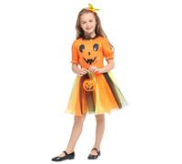 Generisch Disfraz de bruja para niña de Halloween, juego de vestido, sombrero de bruja, varita mágica, bolsa de caramelos y cesta de calabaza, mezcla de algodón suave, cómodo y elegante, disfraz para