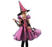 Generisch Disfraz de bruja para niños, vestido de tul con sombrero de | Vestido de princesa de Halloween para fiestas de Halloween, para fiestas, bailes de máscaras, eventos de carnaval y