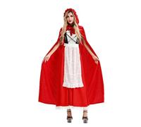 Generisch Disfraz de caperucita roja para adultos, capa roja con capucha, encaje Little Red Riding Hood, vestido largo para carnaval, cosplay, fiesta temática