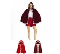 Generisch Disfraz de Caperucita Roja para mujer, vestido de fiesta de terciopelo, capa roja con capucha para Halloween, carnaval, cosplay, adultos, mujeres, niñas, niños, fiesta