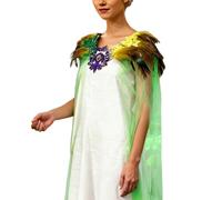 Generisch Disfraz de carnaval para mujer, elegante vestido de noche con capa de plumas y parte superior de cristal, disfraz de carnaval magnífico para galas y bailes de máscaras, disfraces con capa