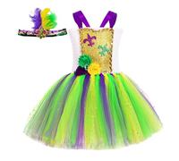 Generisch Disfraz de circo para niña, falda tutú para niña, disfraz de niña de flores, juego de vestido de princesa, vestido de tutú arcoíris, accesorios de carnaval para fiestas de carnaval