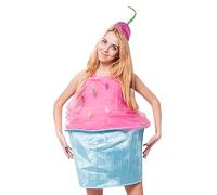 Generisch Disfraz de cupcake, disfraz de cosplay, vestidos sin mangas con sombrero para cosplay, fiestas, celebraciones familiares, representaciones teatrales, mascaradas, actuaciones escénicas