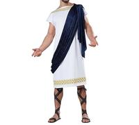 Generisch Disfraz de Dios de toga griega para hombre, para adultos, novela de Halloween, cosplay, bata blanca antigua (azul, XL)