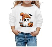 Generisch Disfraz de Halloween Cosplay Sudadera de Halloween para niños con bonito estampado y cuello redondo, manga larga, Blanco, 3-4 años