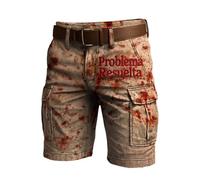 Generisch Disfraz de Halloween para hombre con problemas, pantalones cortos cargo para hombre, estampado de salpicaduras de sangre, pantalones cortos de chándal sangrienta, vintage, horror, pantalones