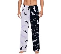 Generisch Disfraz de Halloween para hombre, pantalones de pijama largos con estampado gótico, cintura elástica, pantalones de pijama con cordón y bolsillos, ropa de cama, 02 negro., XXXL