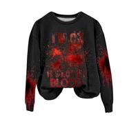 Generisch Disfraz de Halloween para mujer, sudadera con texto en inglés «I'm Ok It's Not My Blood», sudadera sarcástica de humor de Halloween, camiseta estampada suave, sudadera para mujer, Negro