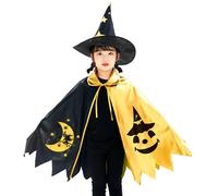 Generisch Disfraz de Halloween para niña, capa mágica de estrellas, juego de disfraz de bruja para actuaciones, fiestas, días festivos, cómodo, suave, versátil (multicolor, 1-11 años)