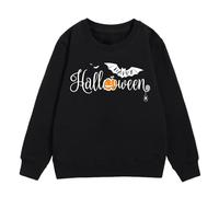 Generisch Disfraz de Halloween para niñas, sudadera de invierno para niñas, sudadera cálida para niños, cómoda, festiva, con estampado de murciélago, estilo casual, Negro , 5-6 años