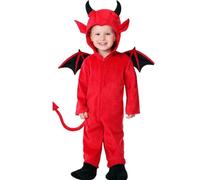 Generisch Disfraz de Halloween para niños, diablo rojo, incluye alas, mono con capucha, traje de carnaval, diablos y demonios para fiestas y celebraciones, 2-8 años, rojo, L
