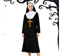 Generisch Disfraz de monja para mujer | Cruz colgante collar tocado, juego de tocado de monjas, para mujeres adultos, Halloween, fiesta de iglesia, fiesta religiosa, fotografía, accesorios de cosplay