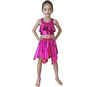 Generisch Disfraz de mujer brillante sin mangas con dobladillo de volantes, disfraz de coro elástico, color liso, para fiestas, carnaval (4-6 años)