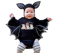Generisch Disfraz de murciélago para bebé, mi 1 disfraz de Halloween, recién nacido, manga larga, pelele con gorros para niños y niñas (negro, 6-12 meses)