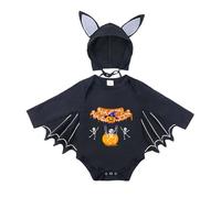 Generisch Disfraz de murciélago para Halloween, para bebés de 6 m, 12 m, 18 m, 2 bebés, unisex, con calcetines (naranja, 12-18 meses)