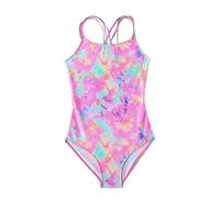 Generisch Disfraz de natación para niña Sunny de verano para niños grandes, traje de baño para niños, estilo batik, color arcoíris, primavera caliente, traje de baño de playa, Rosa., 8-9 años