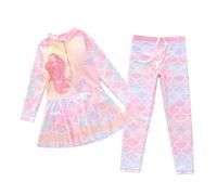 Generisch Disfraz de natación para niña, traje de baño con mangas largas y bragas Rashguard, protección solar, traje de baño para niños y adolescentes, Rosa., 5-6 años