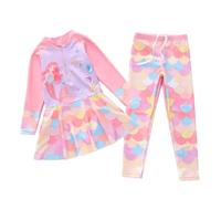 Generisch Disfraz de natación para niña, traje de baño con mangas largas y bragas Rashguard, protección solar, traje de baño para niños y adolescentes, Light Lila2, 9-10 años