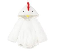 Generisch Disfraz de Navidad para niña con forro polar suave, mono de bebé, bonito disfraz de gallina, ropa cálida de Navidad (blanco, 3-6 meses)