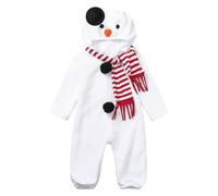 Generisch Disfraz de Navidad para niños y niñas, traje de Navidad, muñeco de nieve, forro polar, sudadera con capucha, mono, conjunto de bufandas, Blanco, 2-3 años