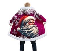 Generisch Disfraz de Papá Noel para hombre, capa con capucha, divertido vestido de noche de Navidad, cárdigan con forro de felpa, traje de Navidad, tallas grandes, chaqueta de entretiempo