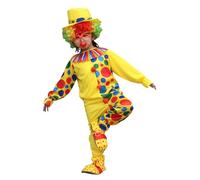 Generisch Disfraz de payaso amarillo para niños, niñas, carnaval, con peluca, disfraz de carnaval, disfraz para niños, divertido, circo, para fiestas, carnaval, artistas, ropa de club, pelele de 6