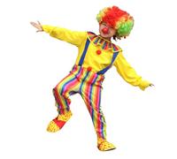 Generisch Disfraz de payaso amarillo para niños y niñas, carnaval con peluca, disfraz para niños, divertido, circo, para fiestas, carnaval, artistas, ropa de club, pelele 145, 152, 116