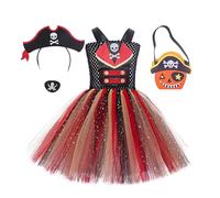 Generisch Disfraz de pirata para niña, disfraz de representación teatral de Halloween