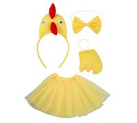Generisch Disfraz de pollo para niños | Disfraz de pollo para niños | Headband Dress Bowtie Funny Cosplay Halloween for Holiday Birthday Christmas Themed Event
