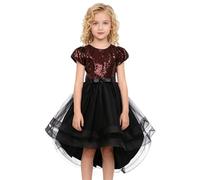 Generisch Disfraz de princesa para niña, brillante, con cola extraíble, para conciertos de piano (café, 3-4 años)