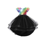 Generisch Disfraz de princesa para niña, brillante, con cola extraíble, para conciertos de piano (multicolor, de 3 a 4 años)