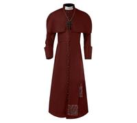 Generisch Disfraz de sacerdote medieval para hombre, túnica gótica, Halloween, cosplay, disfraz de padre de la iglesia, juego de rol, disfraz de Halloween (rojo ladrillo, M)