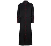 Generisch Disfraz de sacerdote para hombre, túnica medieval, renacimiento, túnica negra, ropa cristiana, coro, coro, clero, túnica, rojo, XL